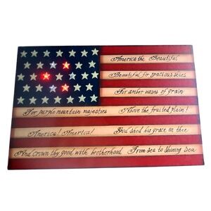 American Flag Canvas Wall Art America the Beautiful LED Light Up Patriotic 16x10